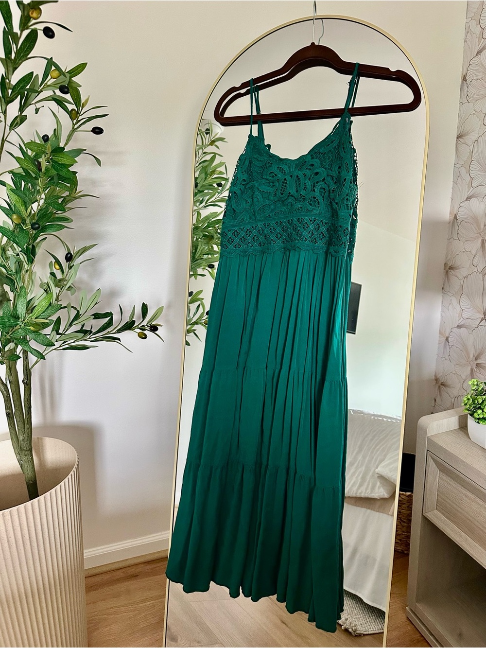 Green Crochet-Top Maxi Dress - Women